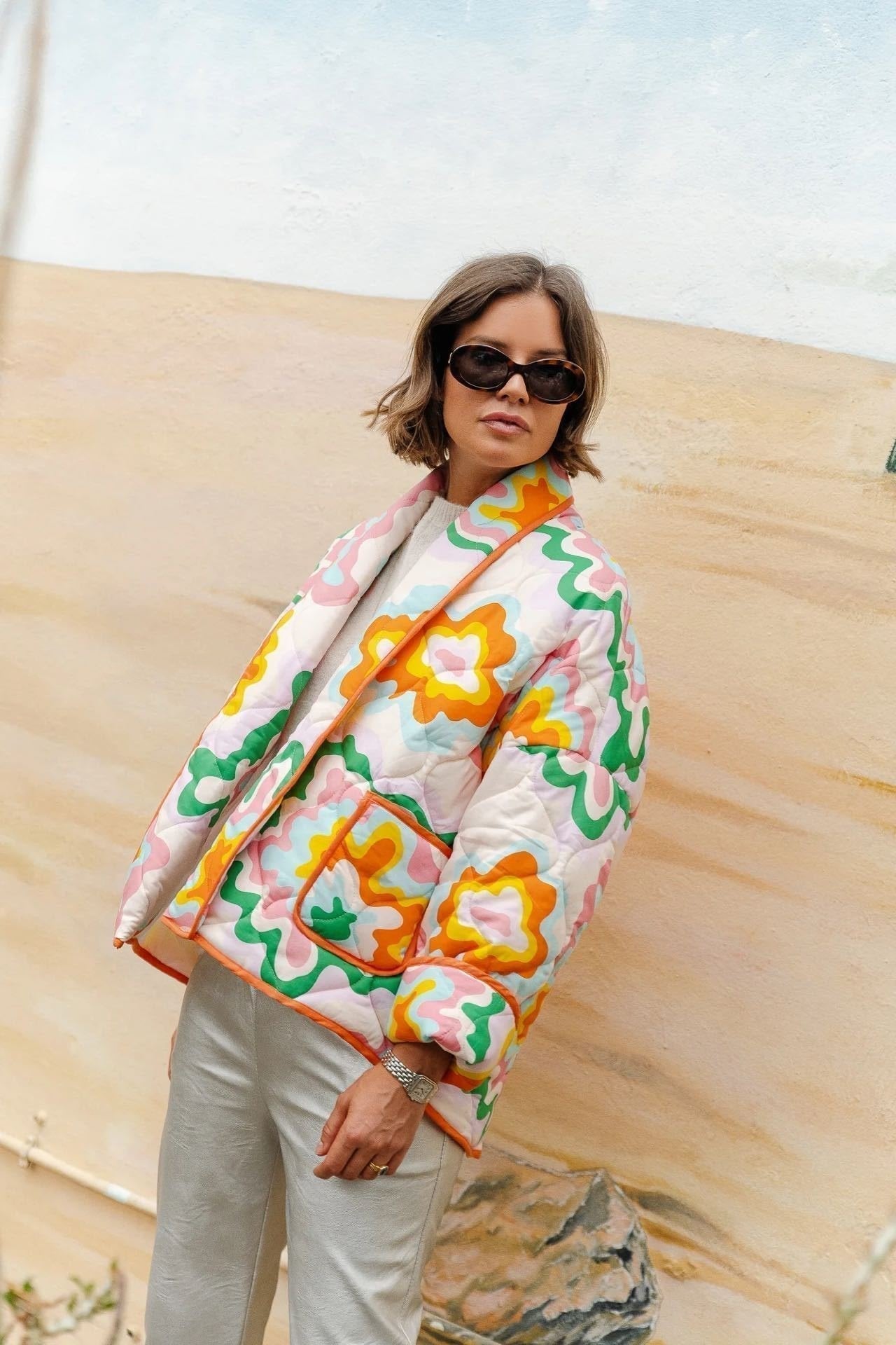 Steppjacke mit Apfelmuster