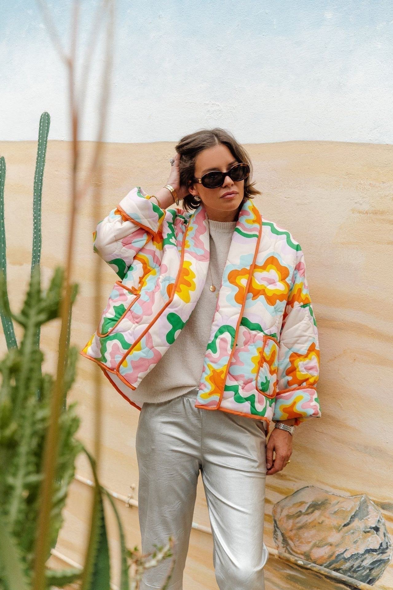 Steppjacke mit Apfelmuster