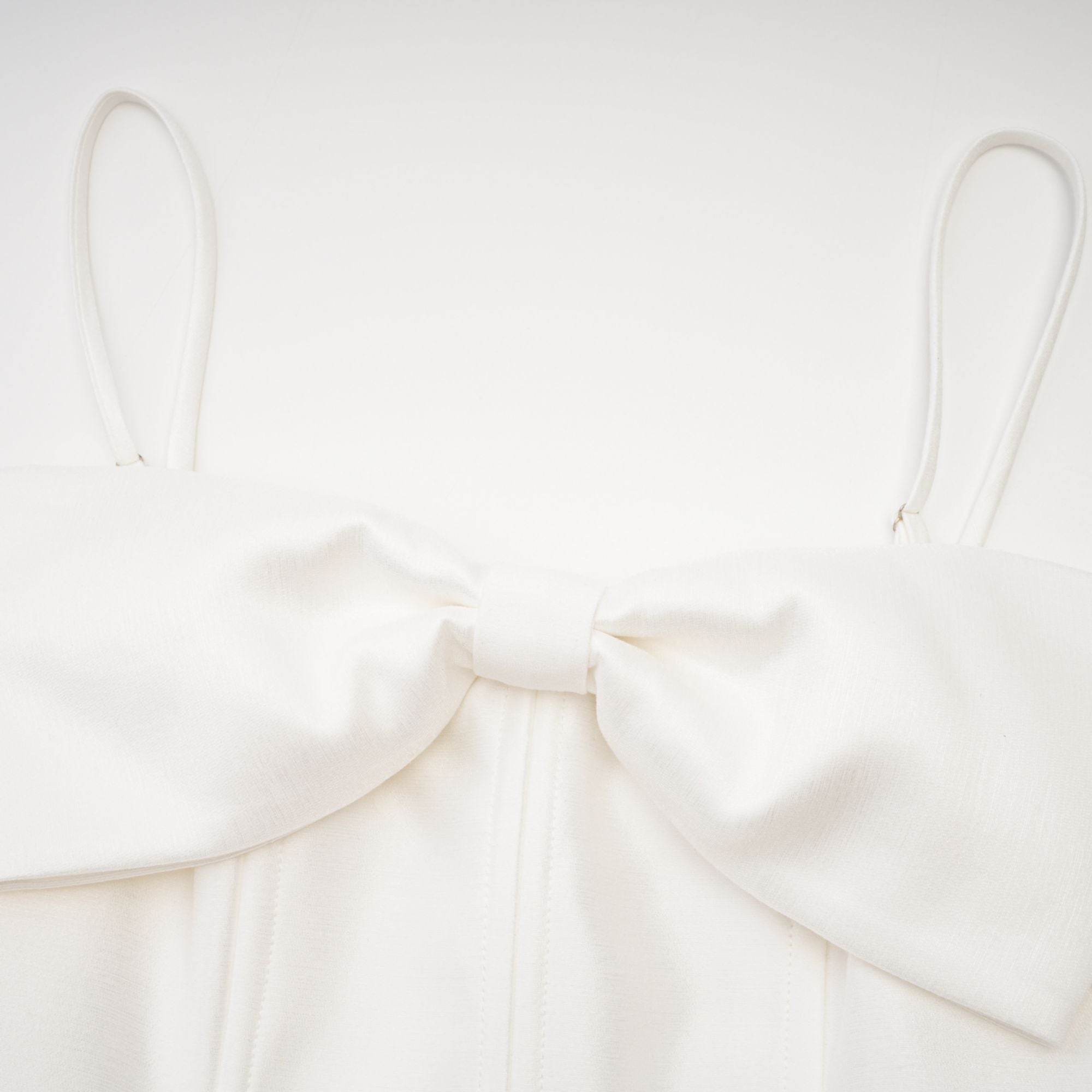 Elva White Flared Mini Dress with Bow