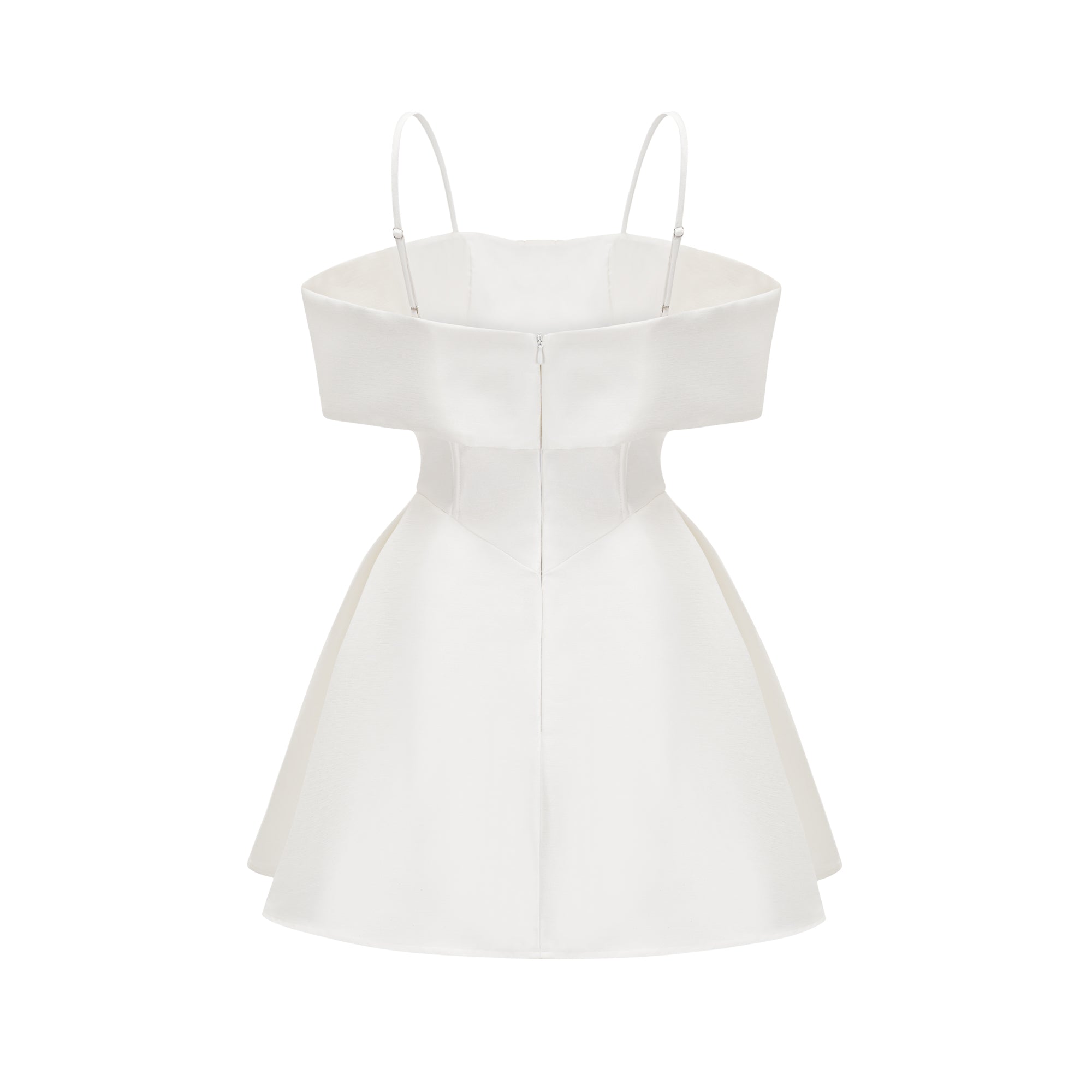 Elva White Flared Mini Dress with Bow