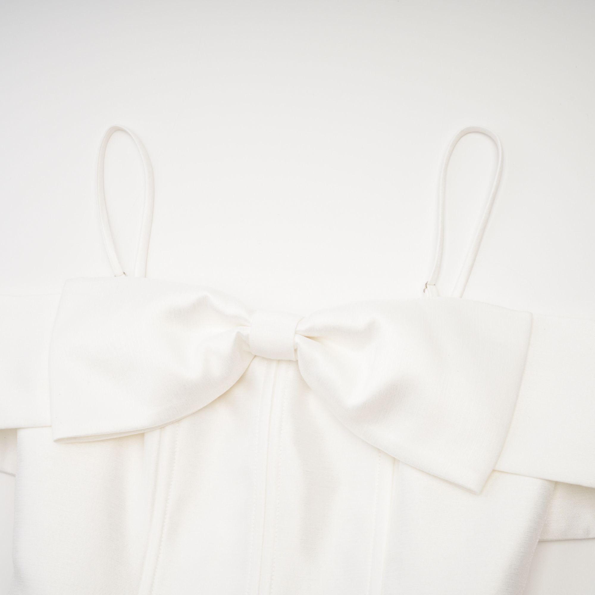 Elva White Flared Mini Dress with Bow