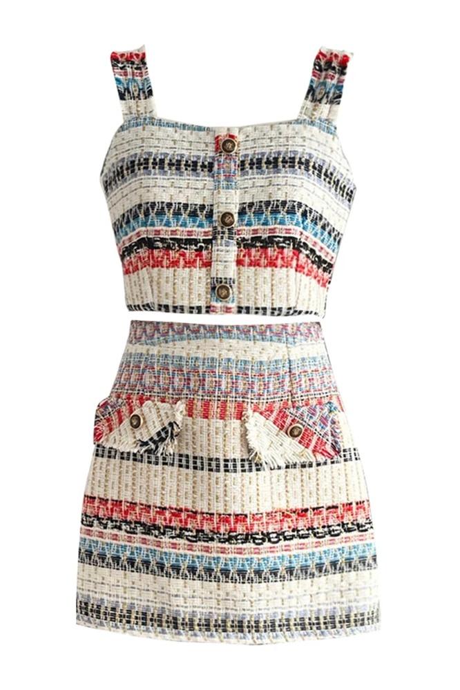 Emily Stripe Tweed Crop Set