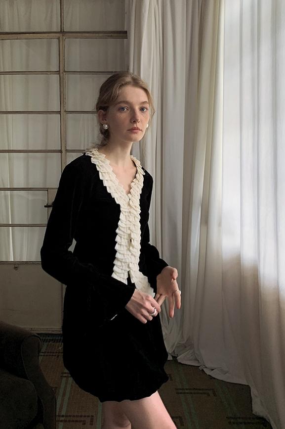 Esther V-Neck Ruffled Cardigan
