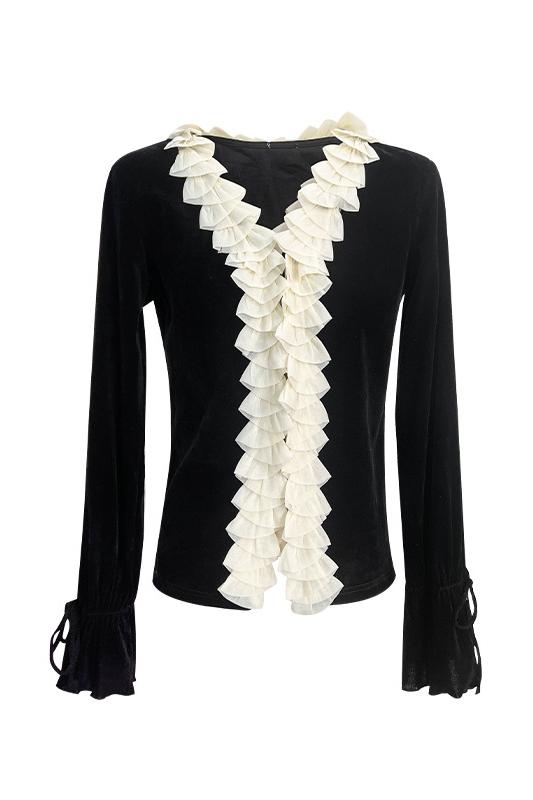 Esther V-Neck Ruffled Cardigan