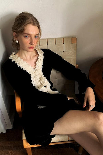 Esther V-Neck Ruffled Cardigan