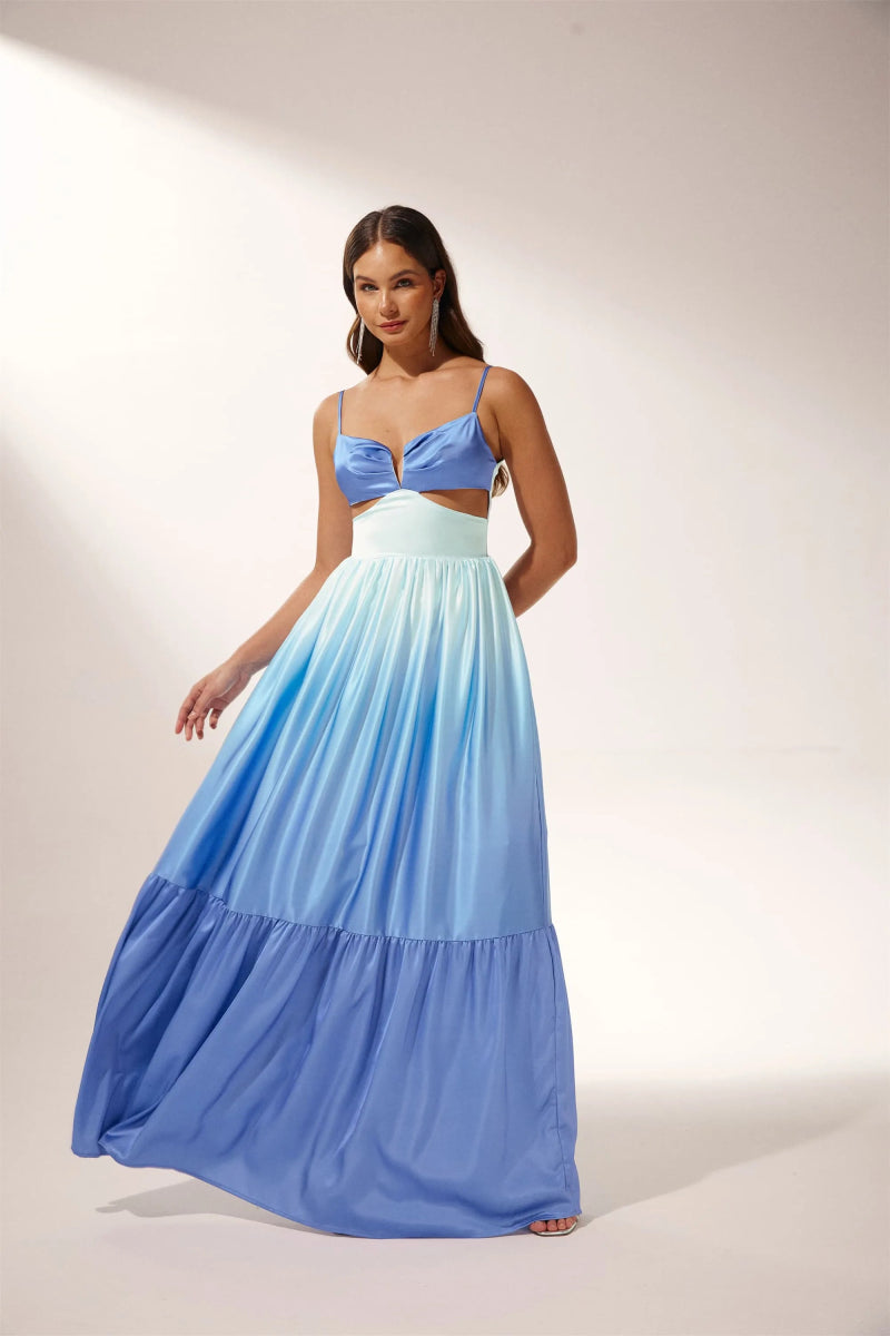 Ethel Cut-Out Degrade Maxi Slip Elbise