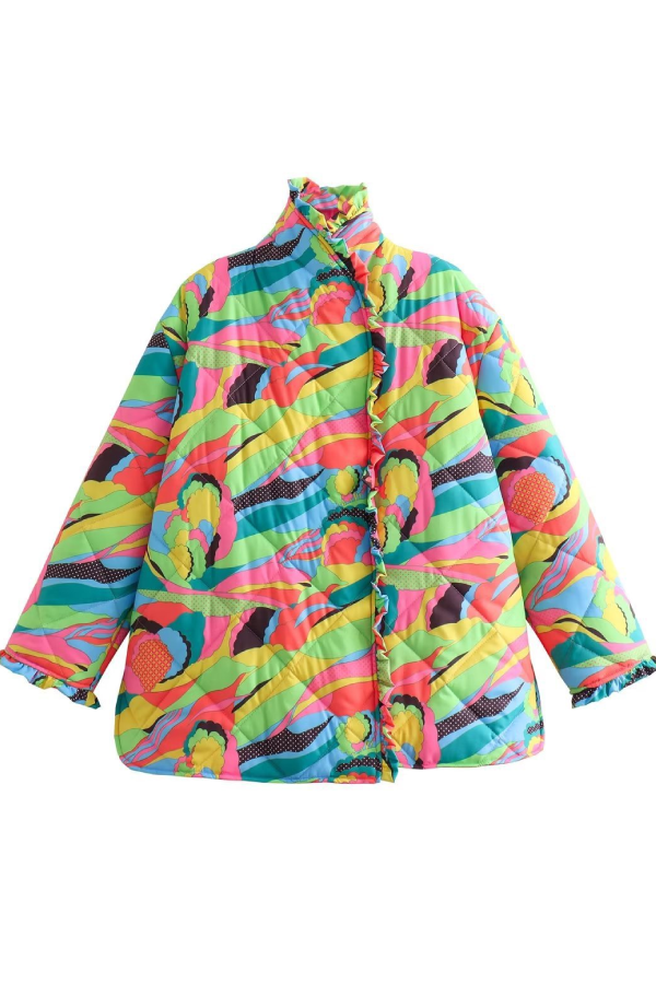 Bedruckte, plissierte Baumwolljacke 