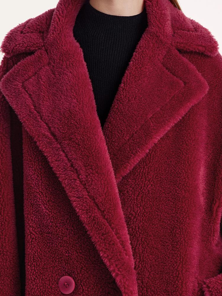 Teddy Lambswool Collar Oversized Coat 