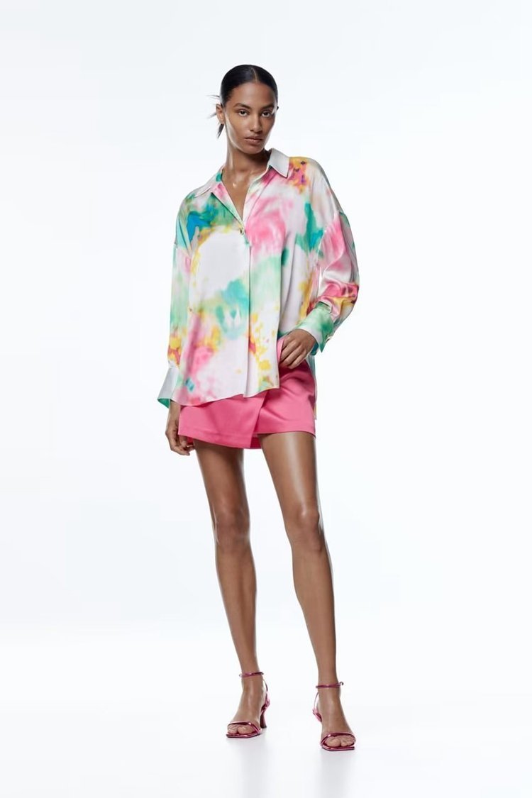 Satinbluse mit Fanny-Print