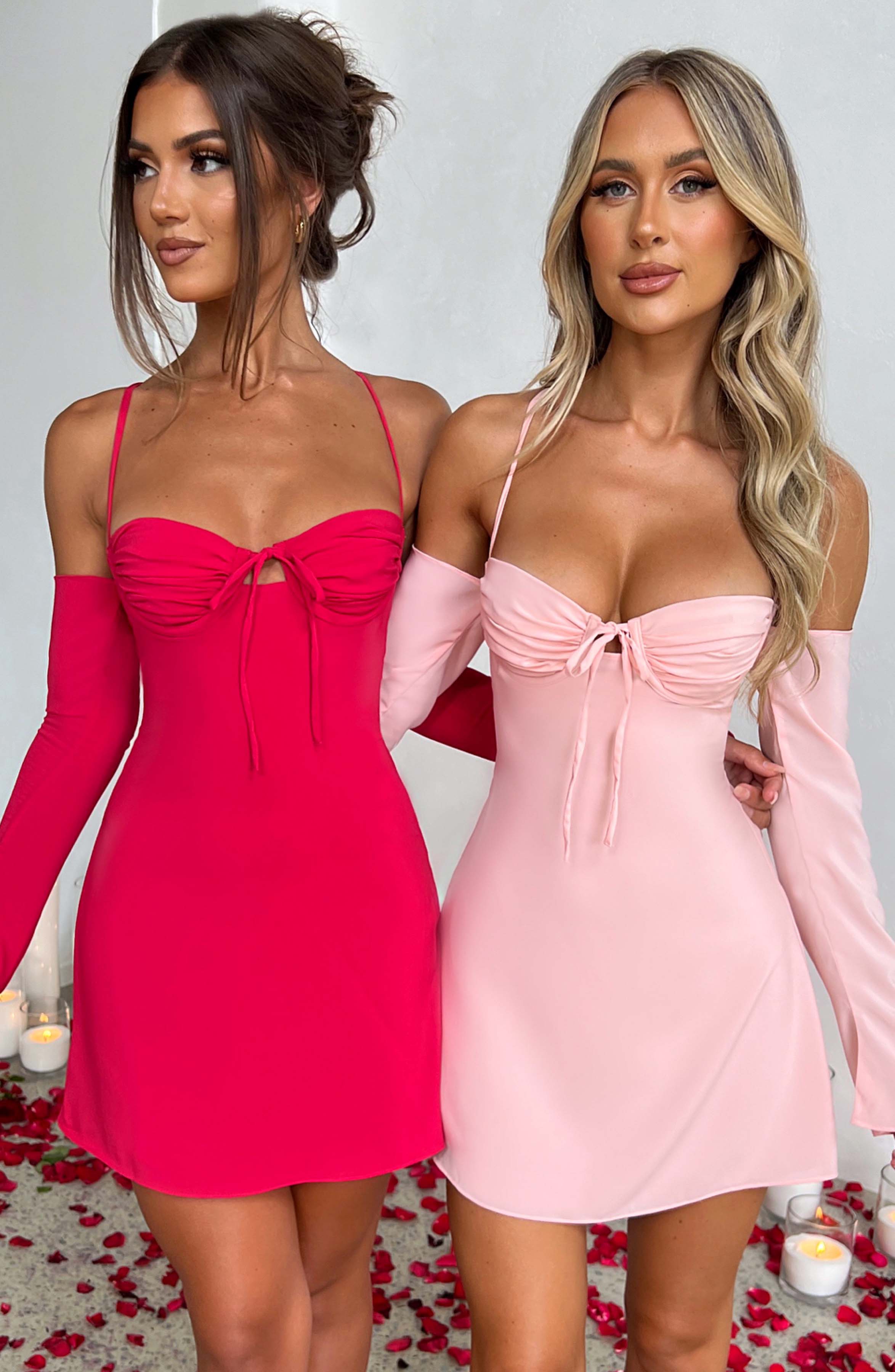 Askılı Mini Elbise - Pembe