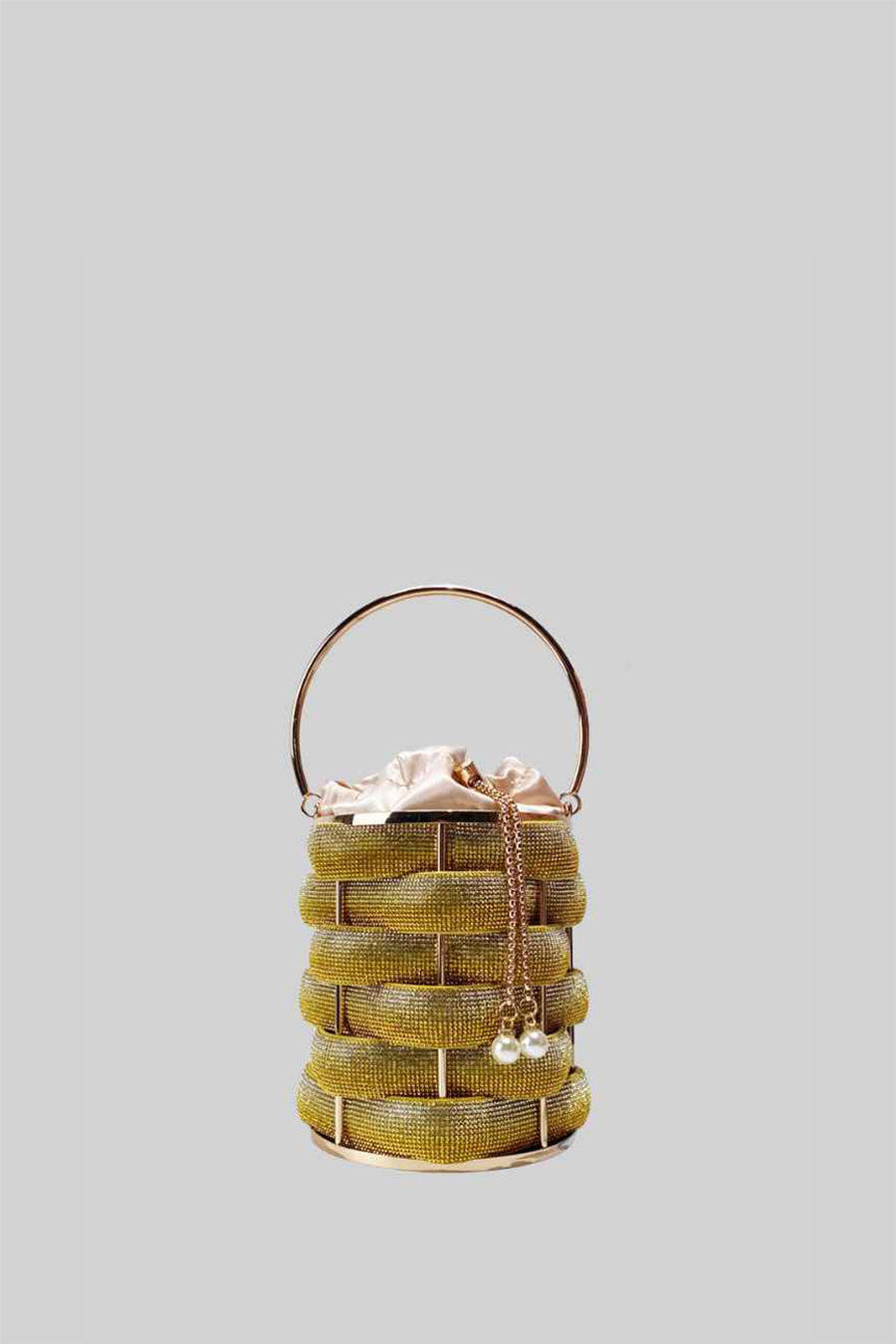 Elegant Bucket Bag with Satin Interior Closure - Gold