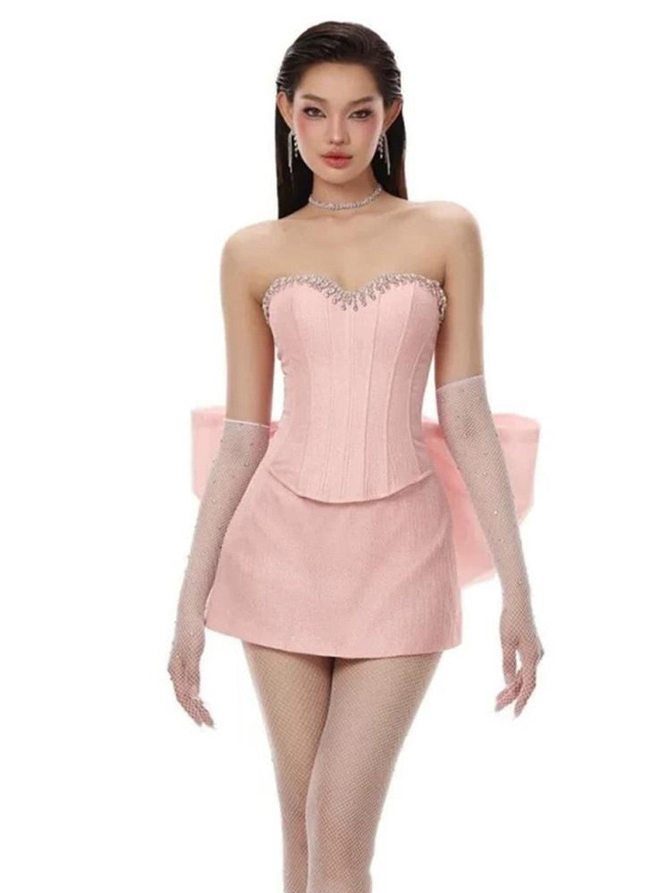 Rhinestone Two-Piece Mini Dress