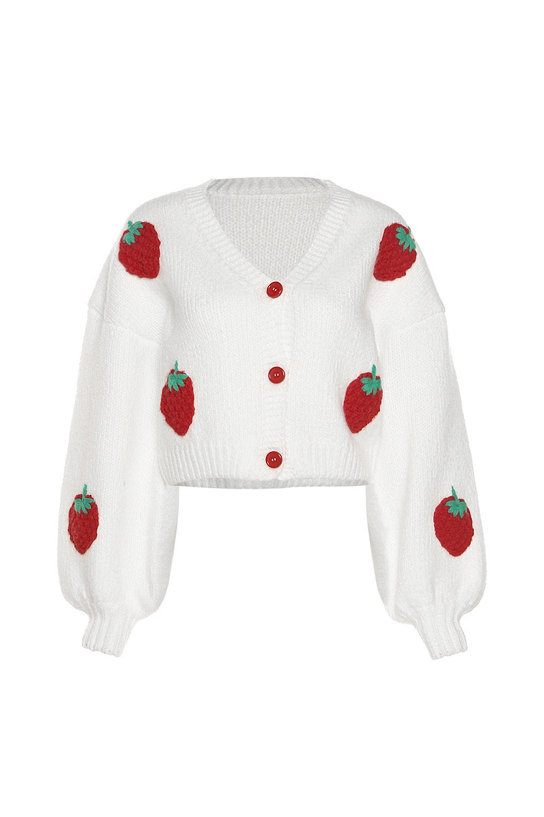 Hanna Strawberry Knitted Sweater Cardigan
