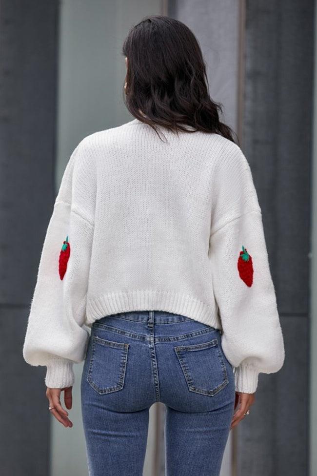 Hanna Strawberry Knitted Sweater Cardigan