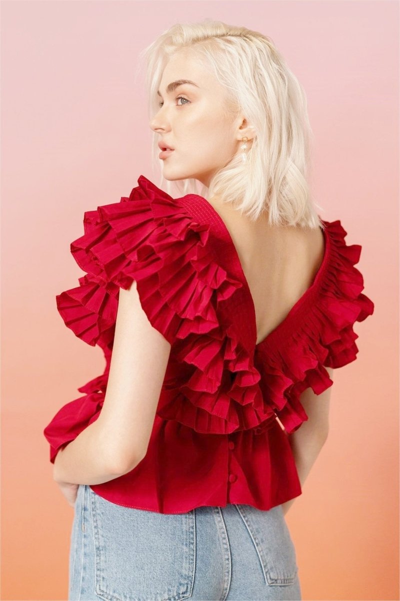 Helen Ruffled V-Neck Blouse