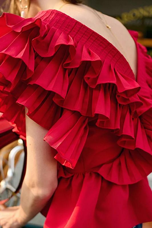 Helen Ruffled V-Neck Blouse