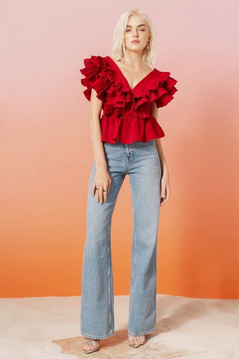 Helen Ruffled V-Neck Blouse