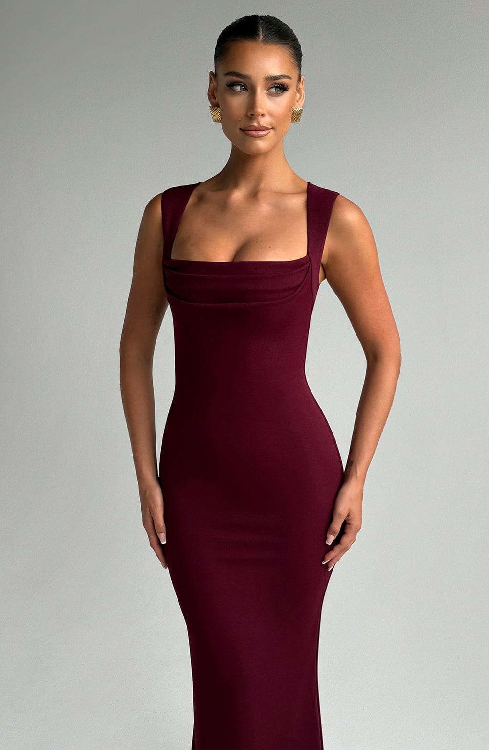 Helena Maxikleid – Burgunderrot