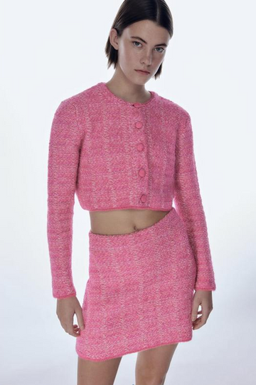 Textured Knit Mini Skirt Set