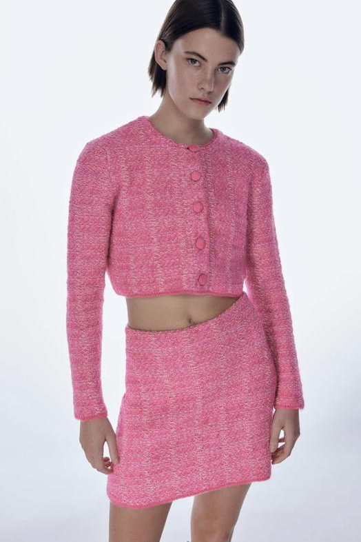 Textured Knit Mini Skirt Set