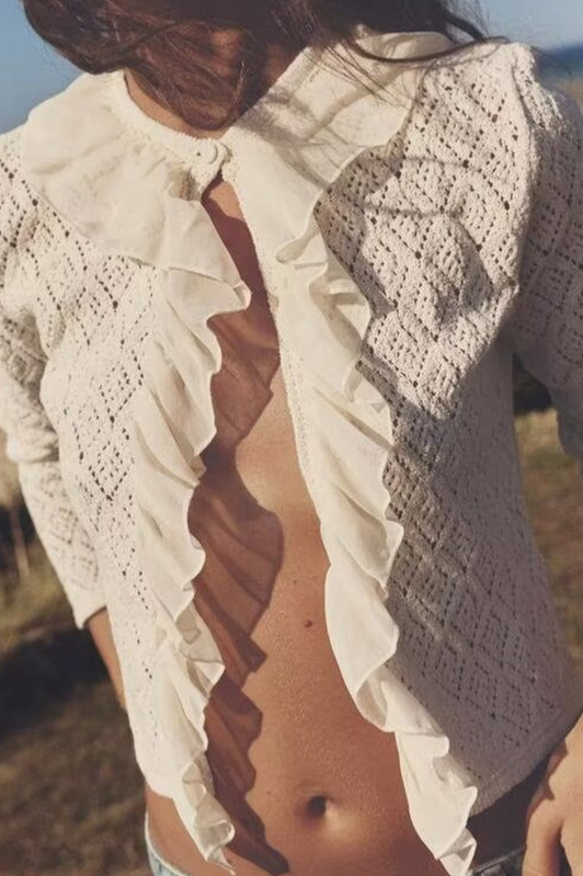 Layered Ruffled Knit Cardigan