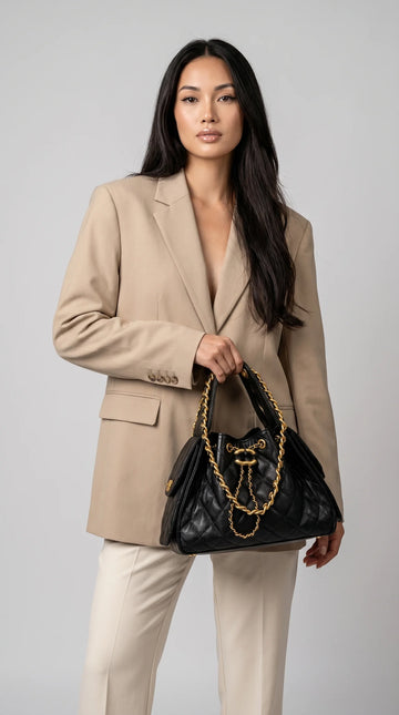 Milano Hobo-Bag aus echtem Leder mit Steppung