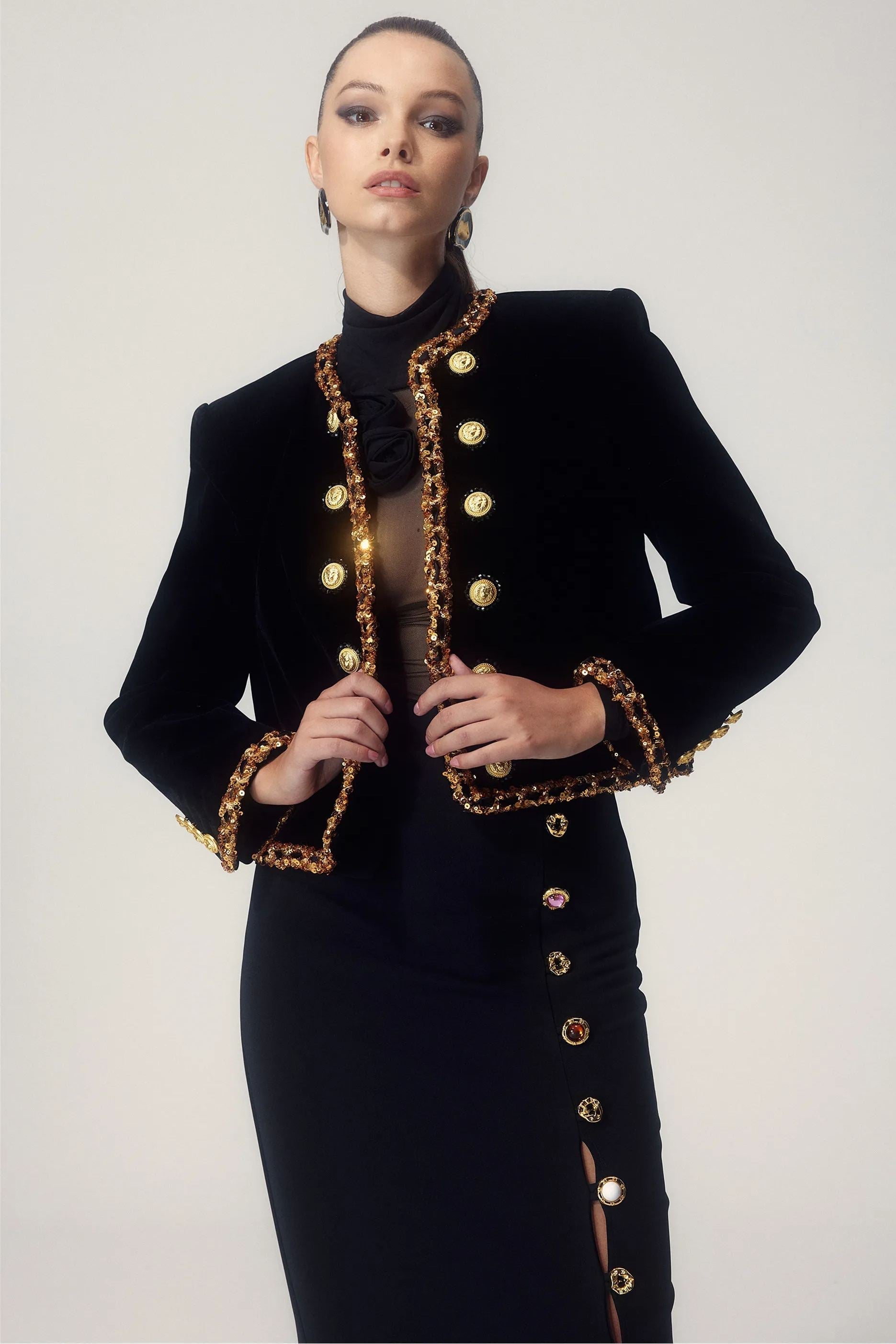 Janice Sequin Embroidered Velvet Jacket