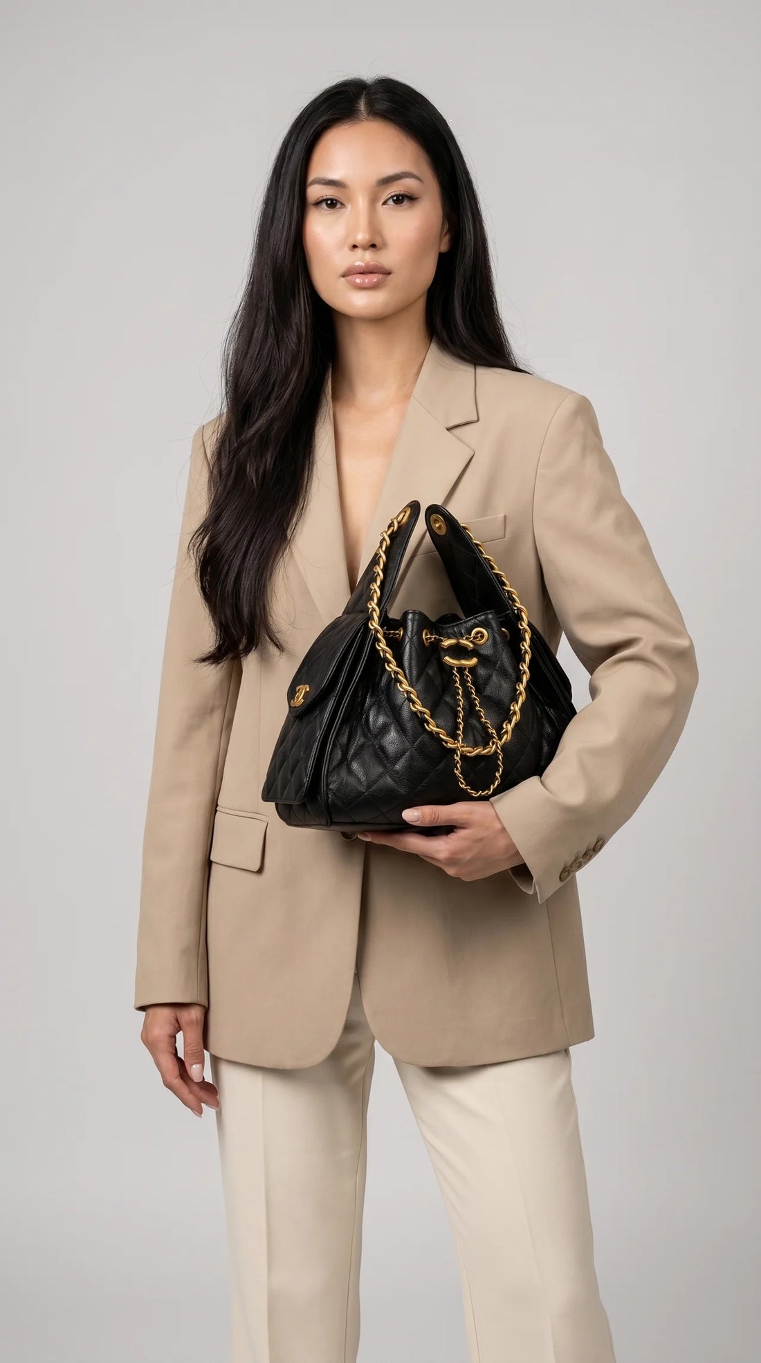 Milano Hobo-Bag aus echtem Leder mit Steppung