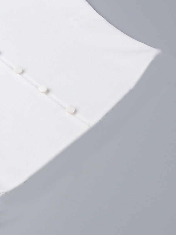 Elegant Sling Lace Plain Buttoned Vest Top