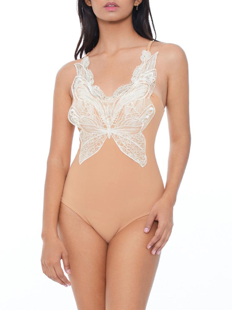 Irene Badeanzug mit Schmetterlingsstickerei
