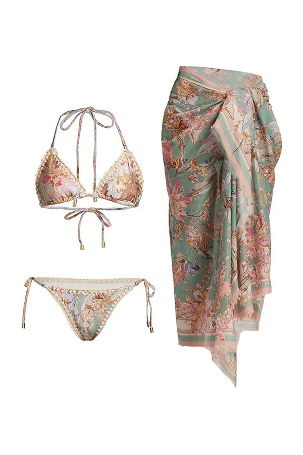 Izabella bedrucktes dreiteiliges Bikini-Set