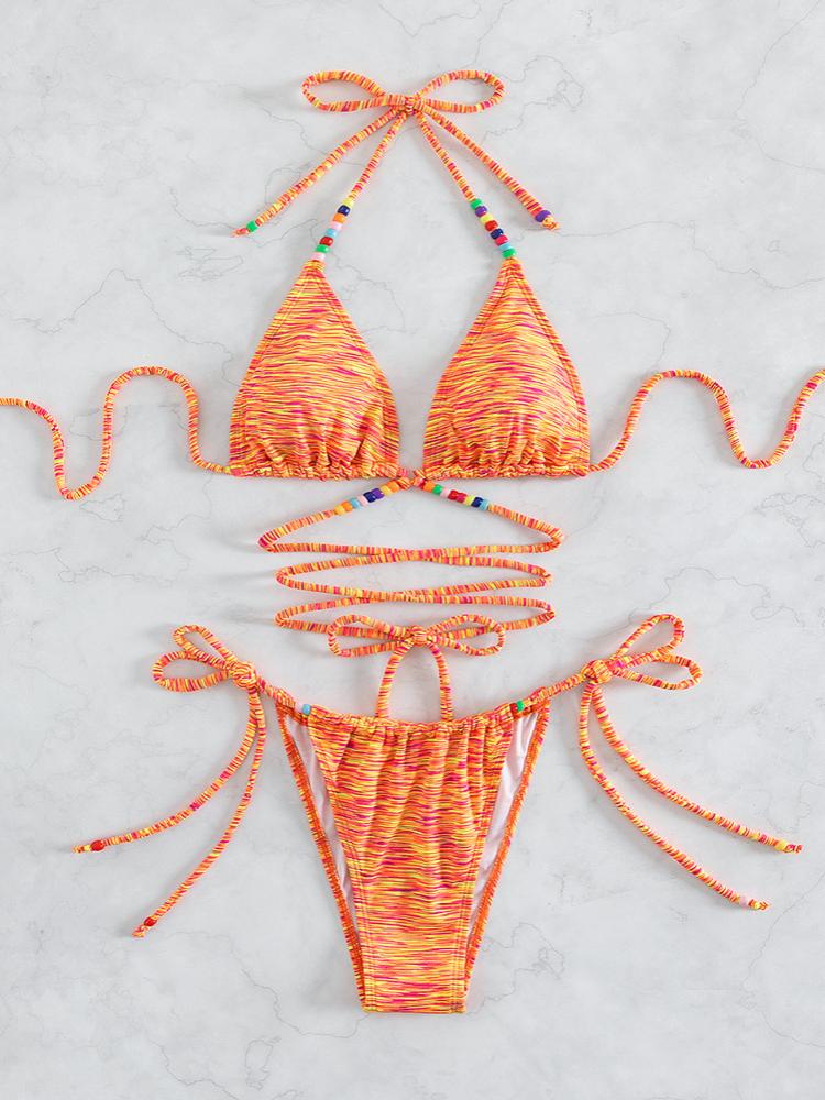 Jade Print Beaded Bikini