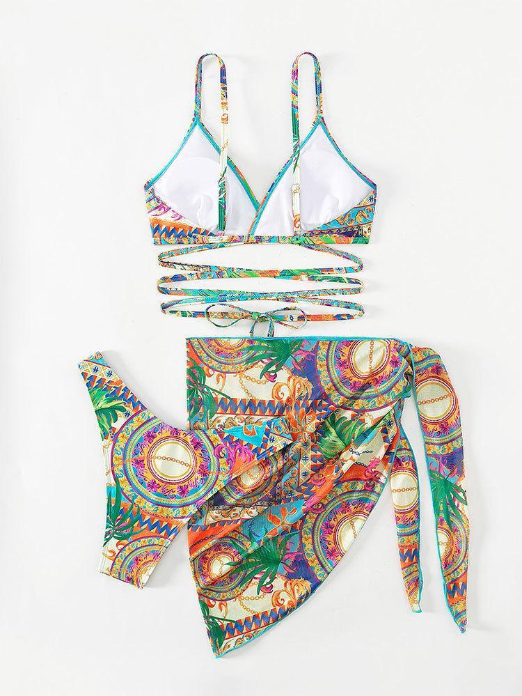 Jane Print Dreiteiliges Bikini-Set