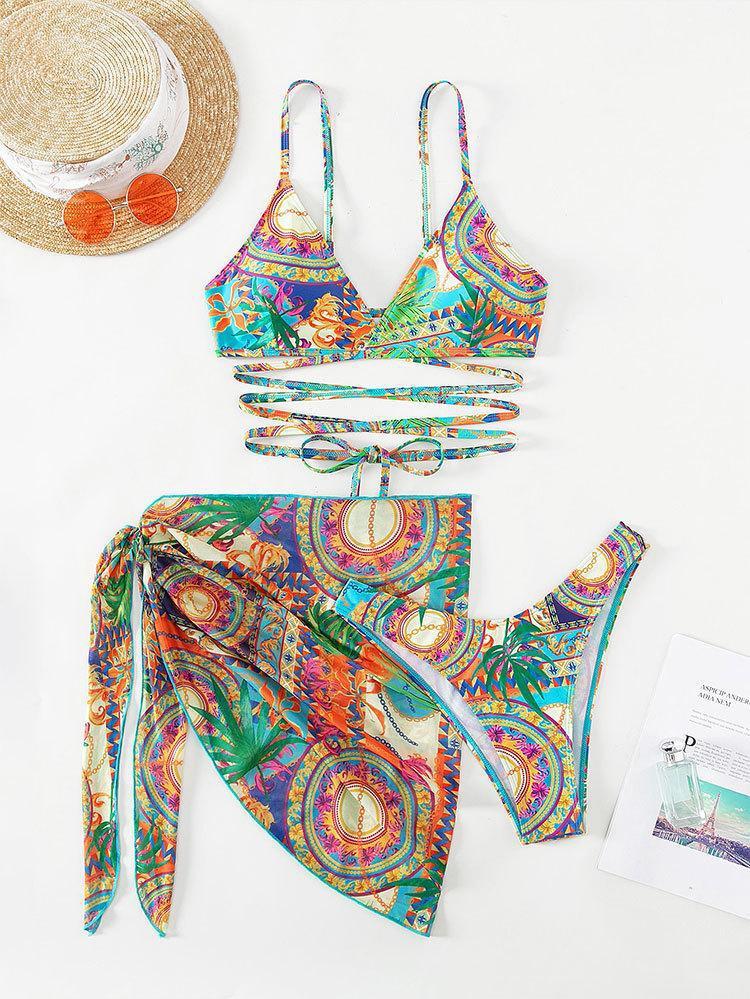 Jane Print Dreiteiliges Bikini-Set