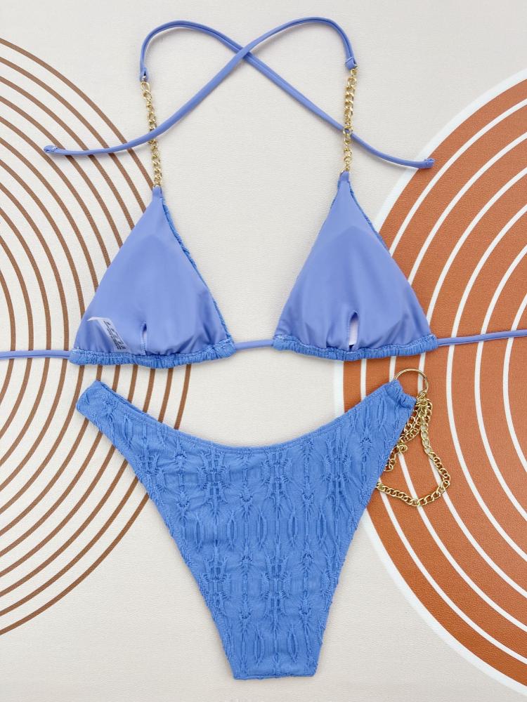 Jessie Plissee-Bikini mit Metallkette