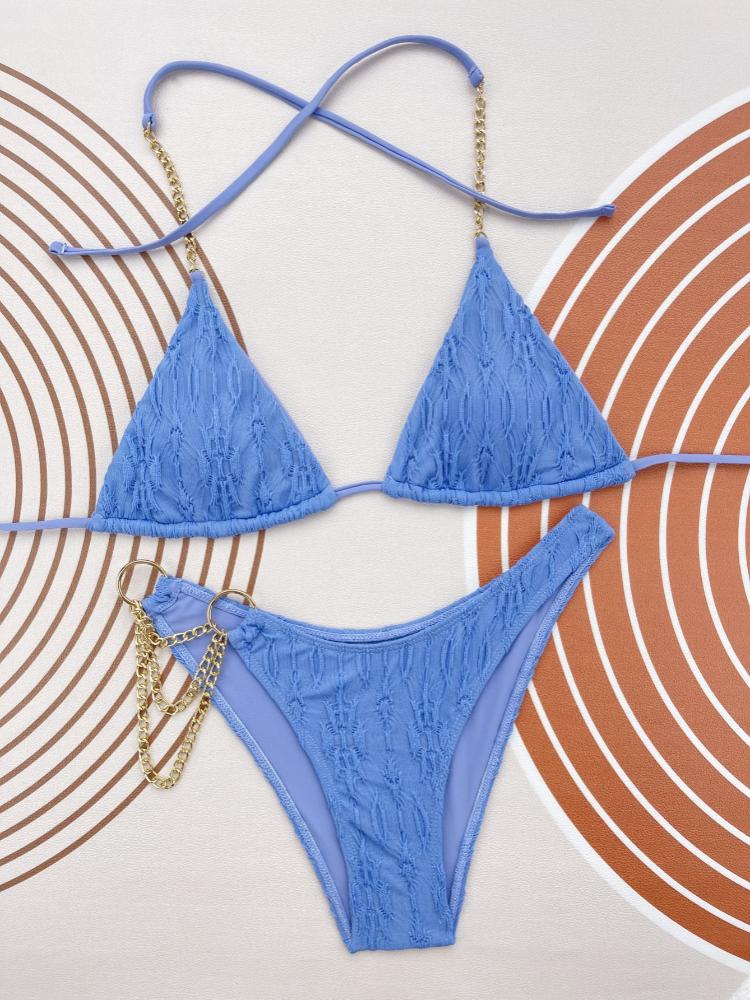 Jessie Plissee-Bikini mit Metallkette