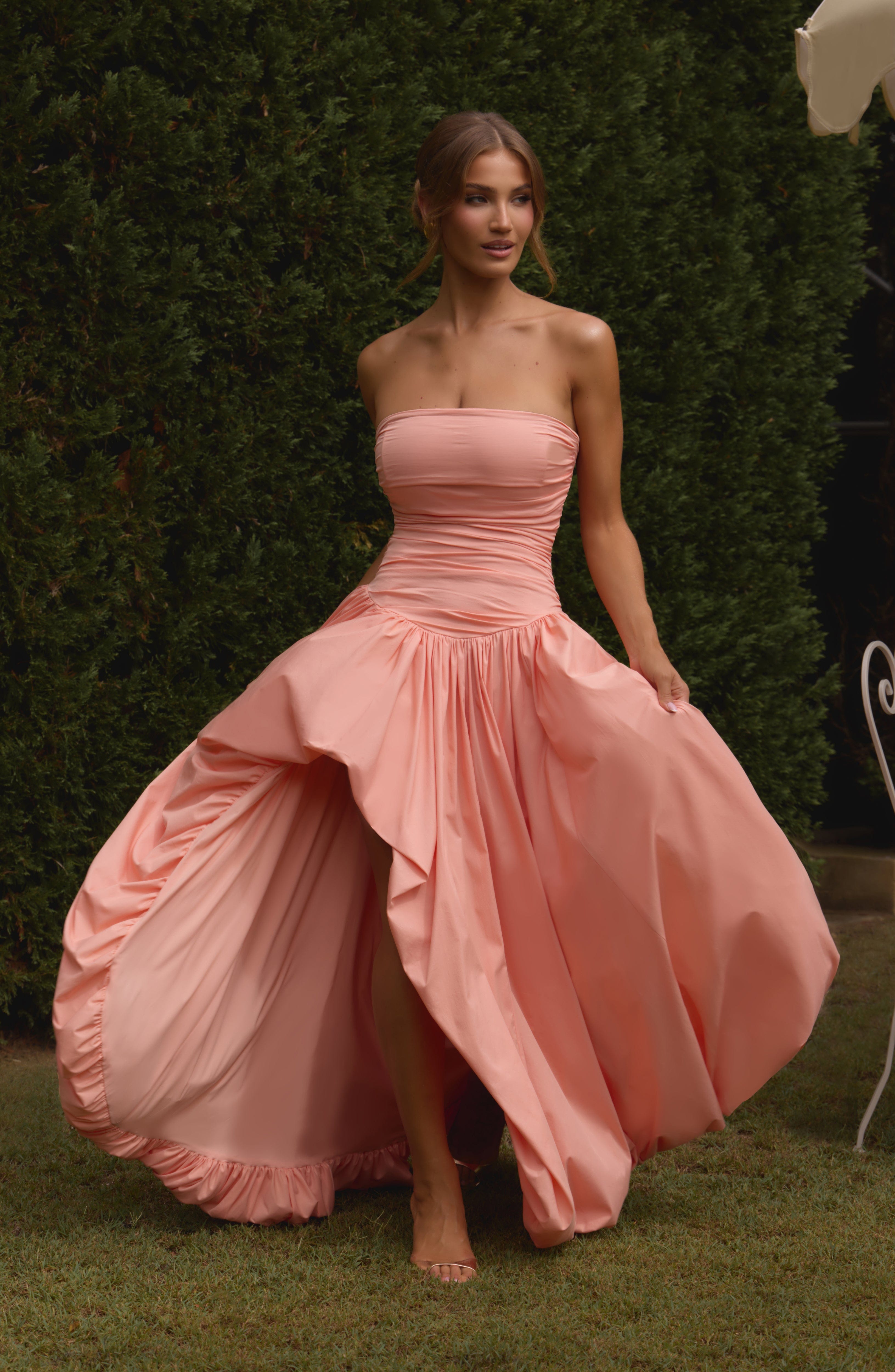 Jillian Maxi Elbise - Toz Pembe