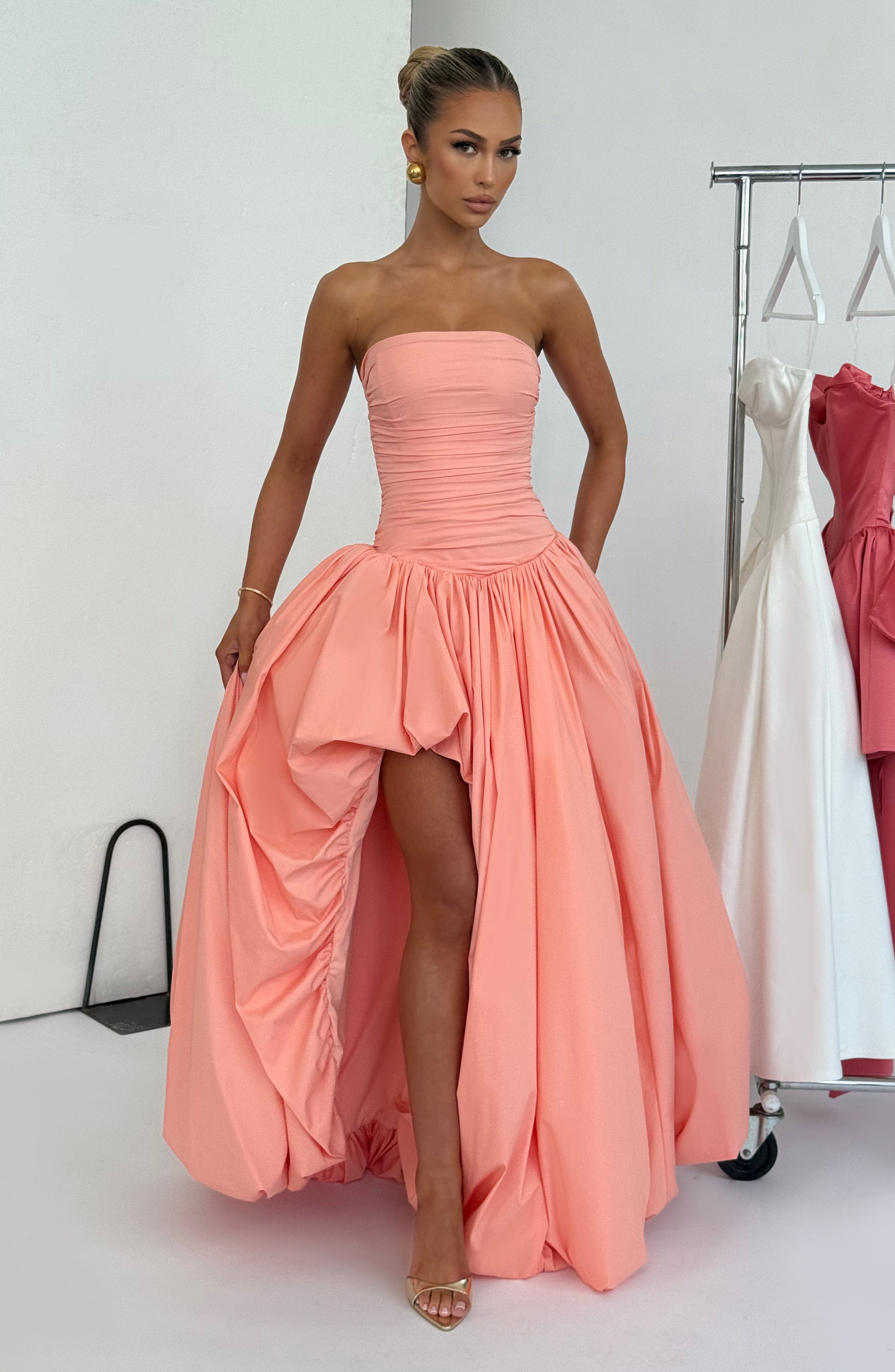 Jillian Maxi Elbise - Toz Pembe