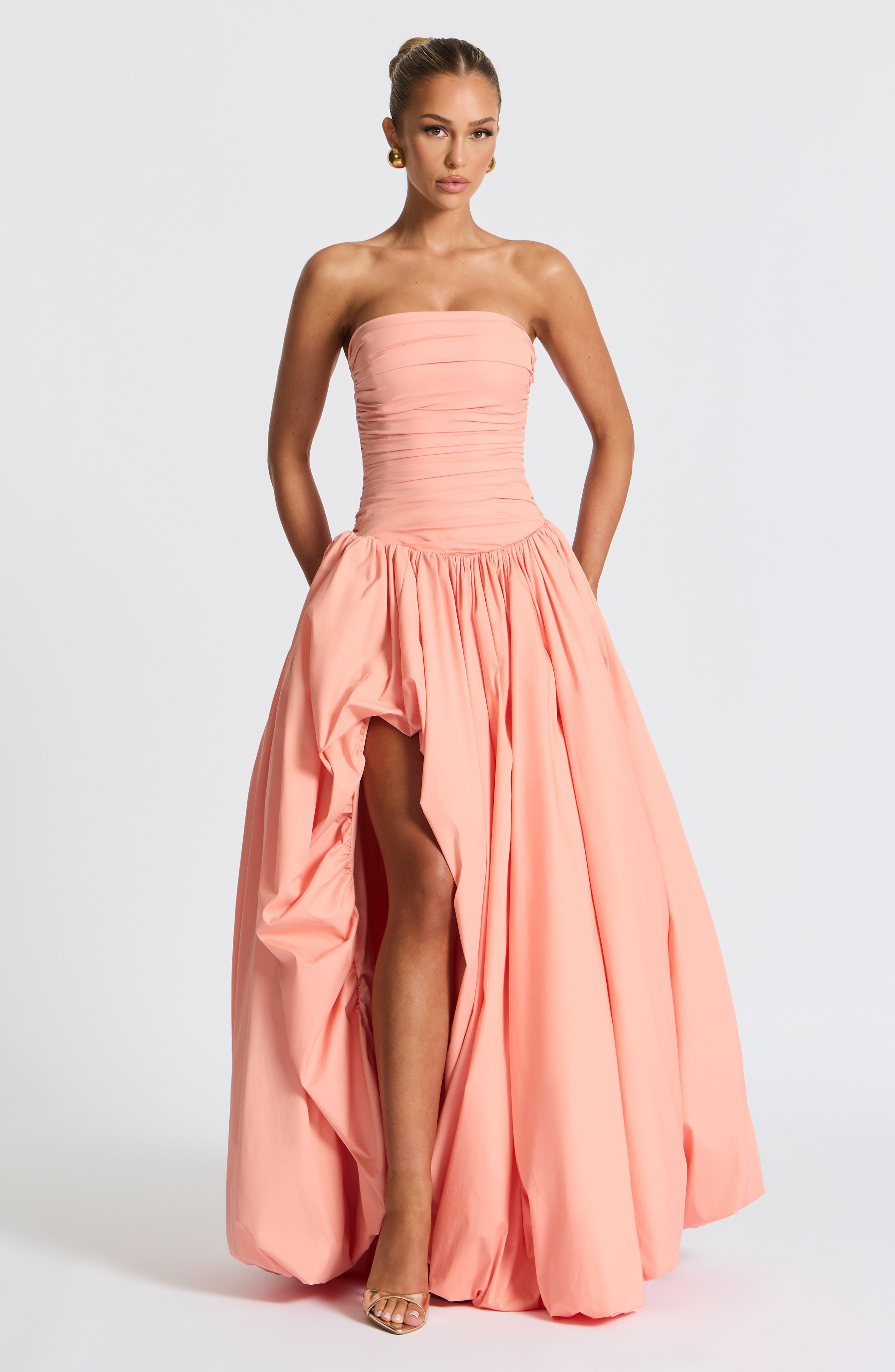 Jillian Maxi Elbise - Toz Pembe