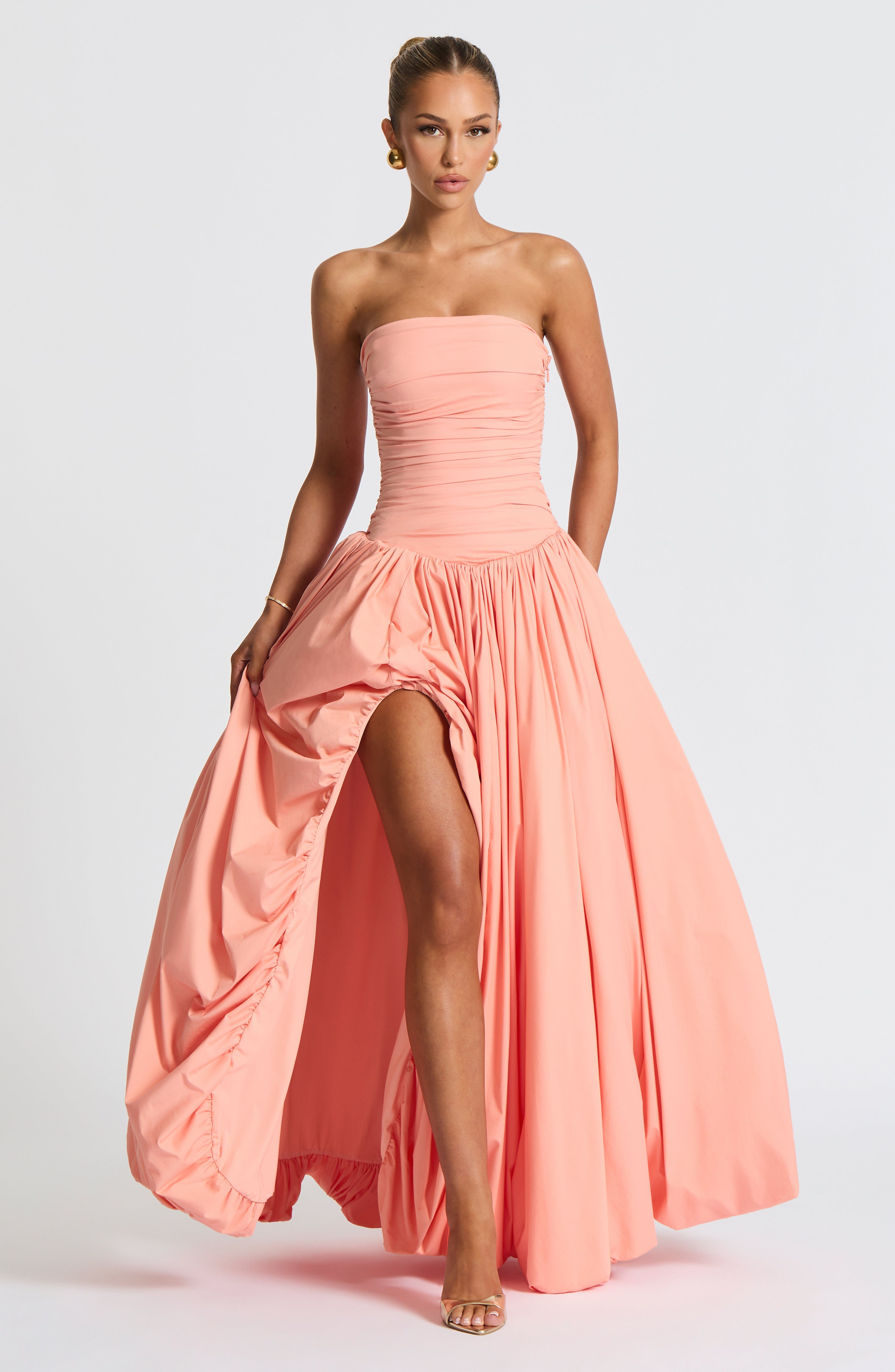 Jillian Maxi Elbise - Toz Pembe