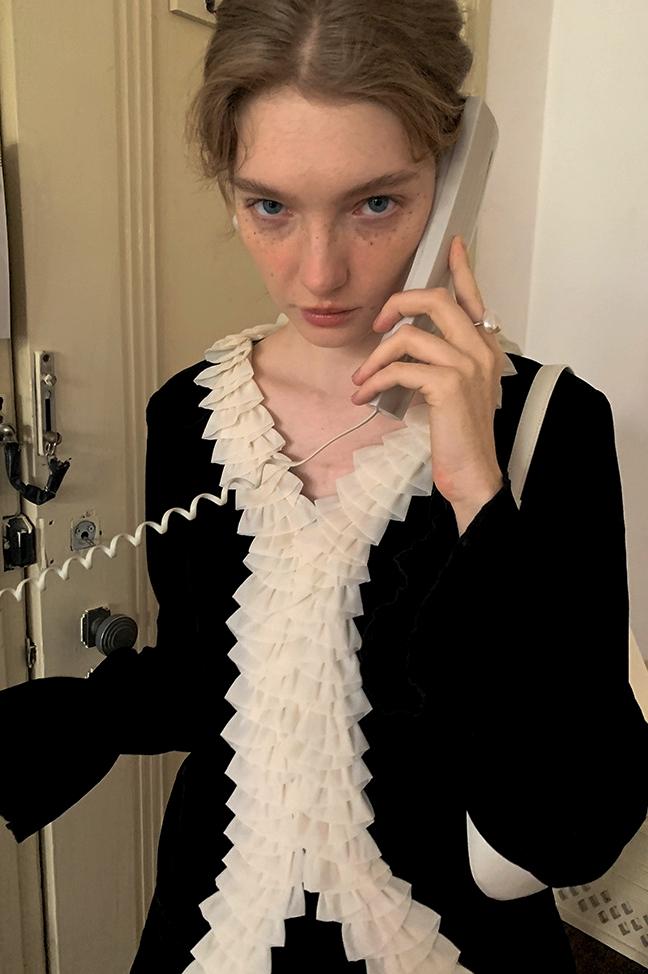 Esther V-Neck Ruffled Cardigan