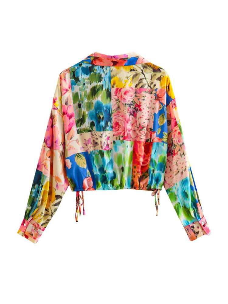 Kate Bluse mit Print, V-Ausschnitt und Raffungen