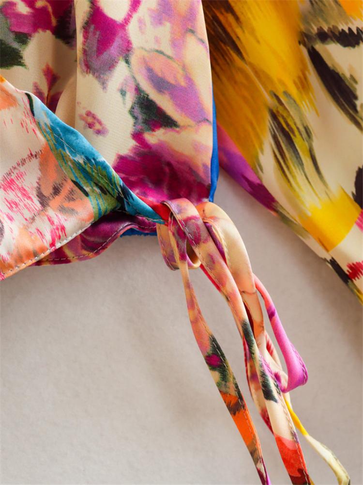 Kate Bluse mit Print, V-Ausschnitt und Raffungen