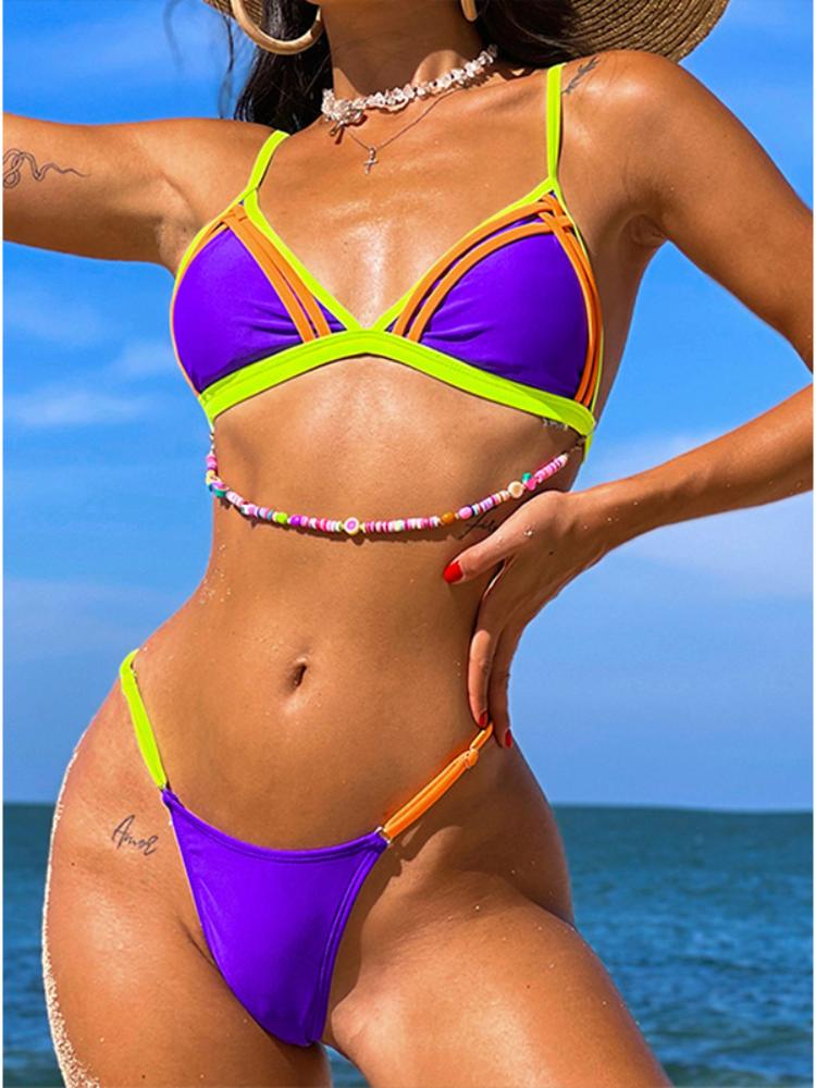 Kay Bikini mit kontrastfarbenem Farbblock-Design