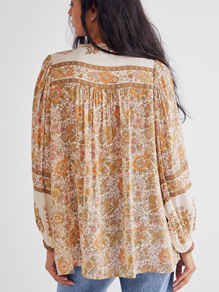 Libby Printed Blouse with Tassel Bow