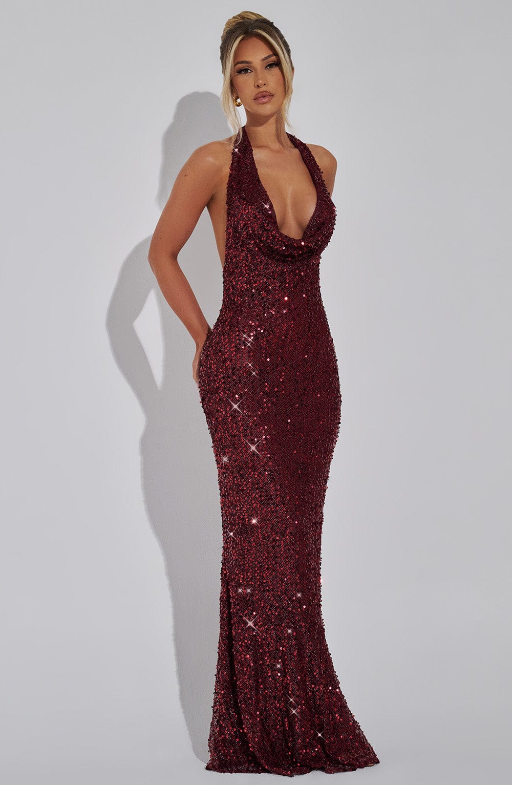 Lorena Maxikleid - Rot gefüttert