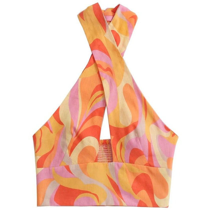 Lorna Bluse mit Print und überkreuztem Halsausschnitt