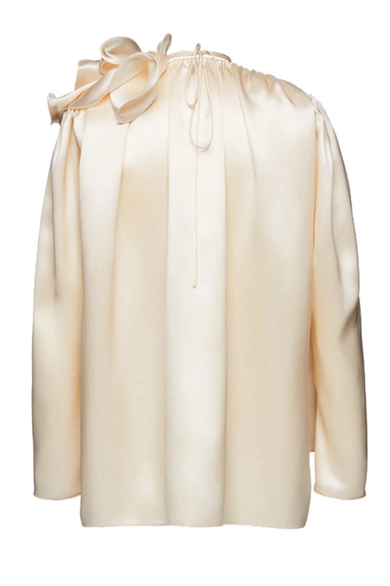Lorraine Bluse aus floralem Satin mit Drapierung