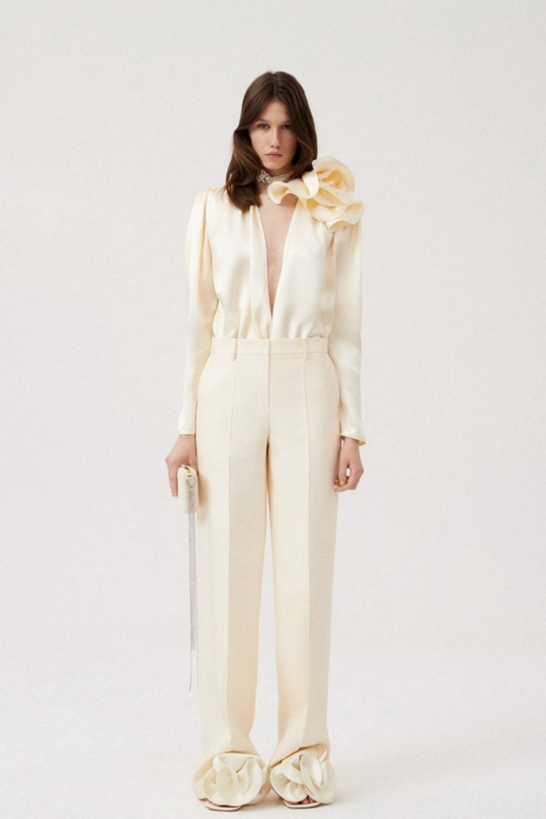 Lorraine Bluse aus floralem Satin mit Drapierung