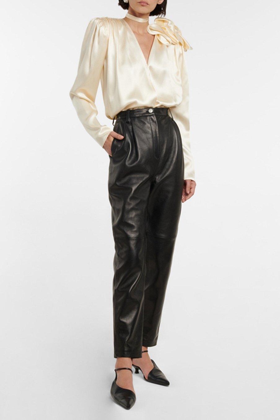 Lorraine Bluse aus floralem Satin mit Drapierung